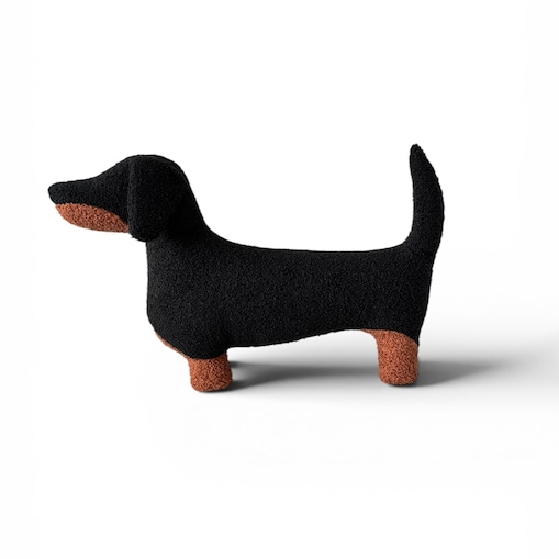 Poduszka Pies Jamnik czarny podpalany boucle