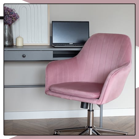 Krzesło biurowe fotel obrotowy welurowy regulowany różowy