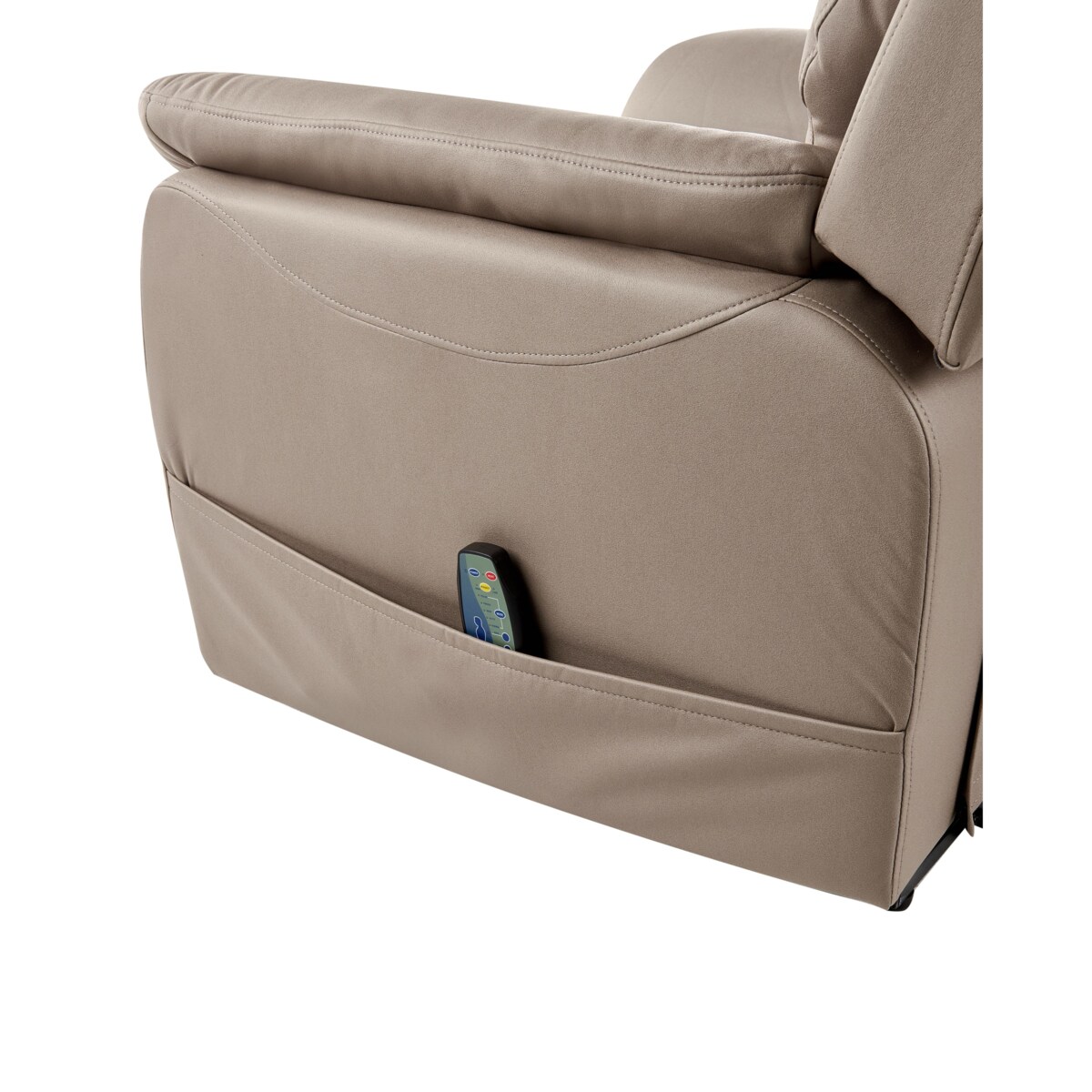 Elektryczny fotel rozkładany GLORIE Z masażem Ekoskóra Beżowoszary
