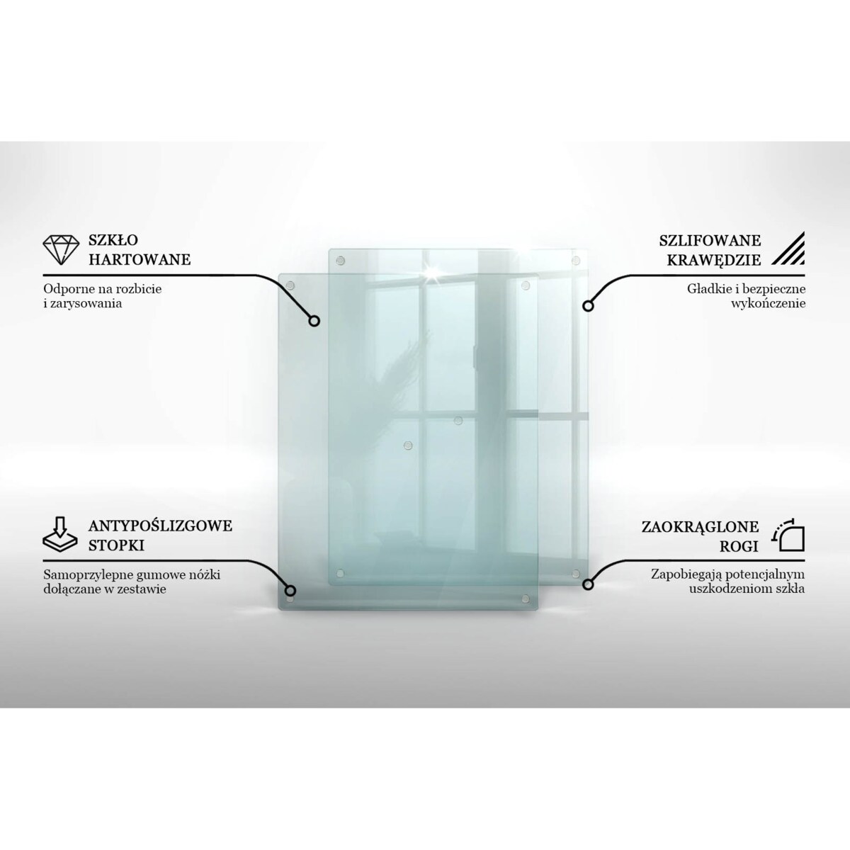 Zestaw 2 desek do krojenia, szkło hartowane 40x52