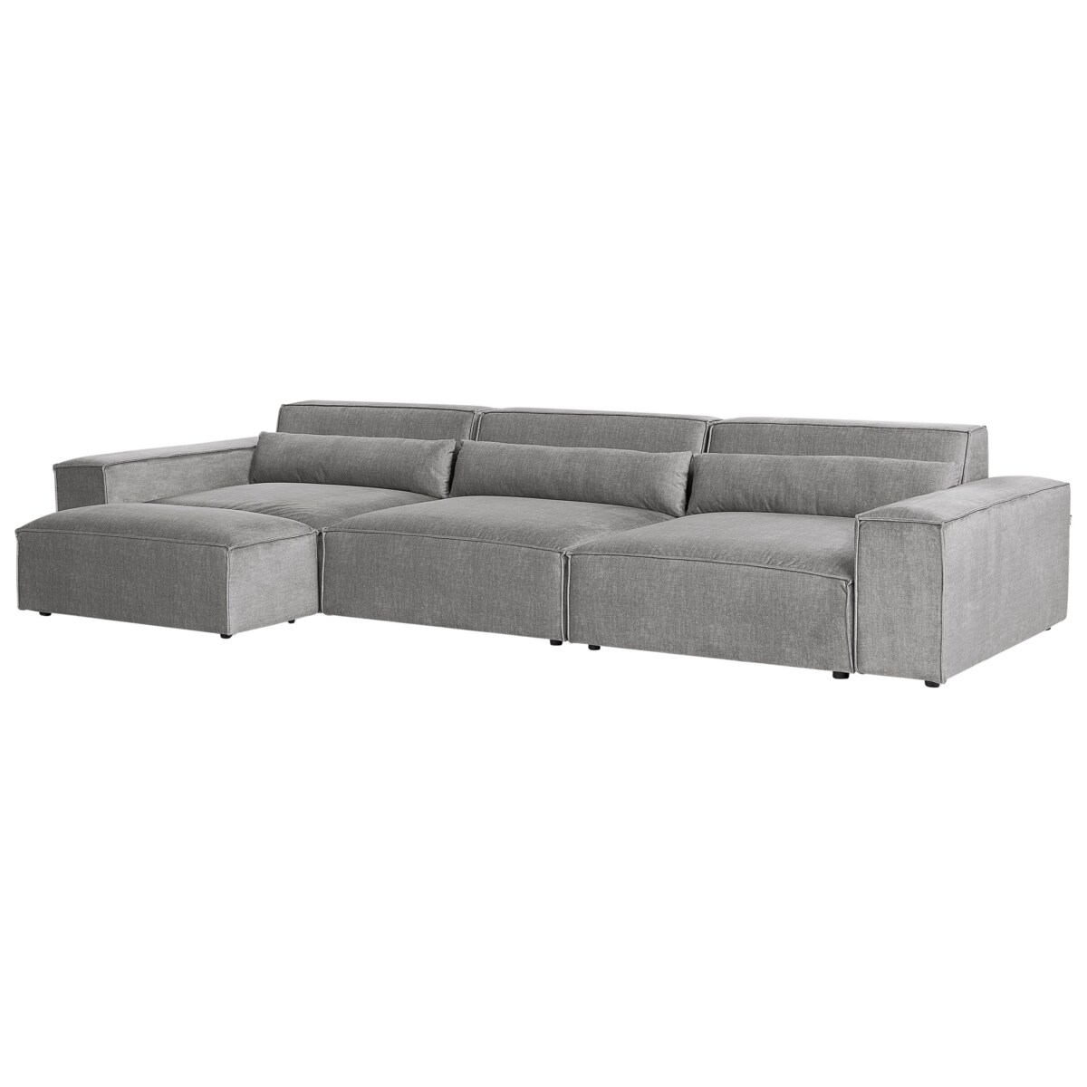 Sofa modułowa 3-osobowa z otomaną szara HELLNAR