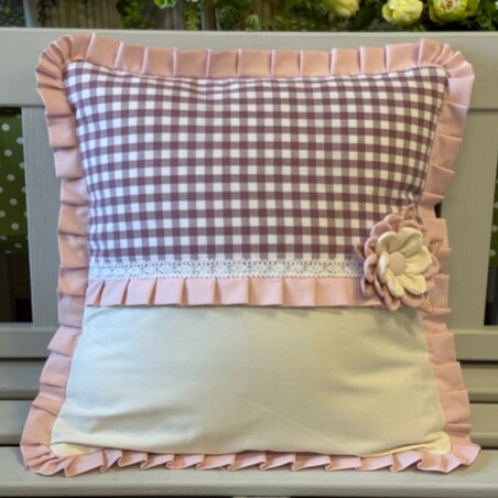 Poszewka Różowa z kwiatkami - 45cm x 45cm