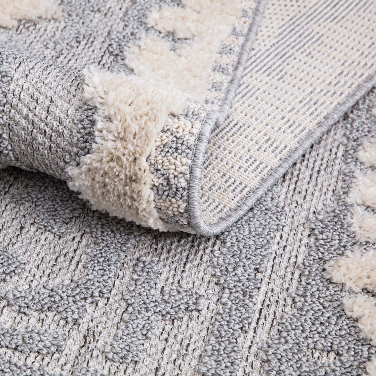 Dywan z frędzlami Cut&Loop Boho-Chic Valora 9080 Krem Szary 160x230