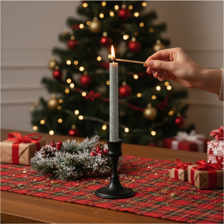 Świece Tradycyjne Proste Świąteczne Świeczki Do Kolacji Wigilijnej 2 Szt. Szara