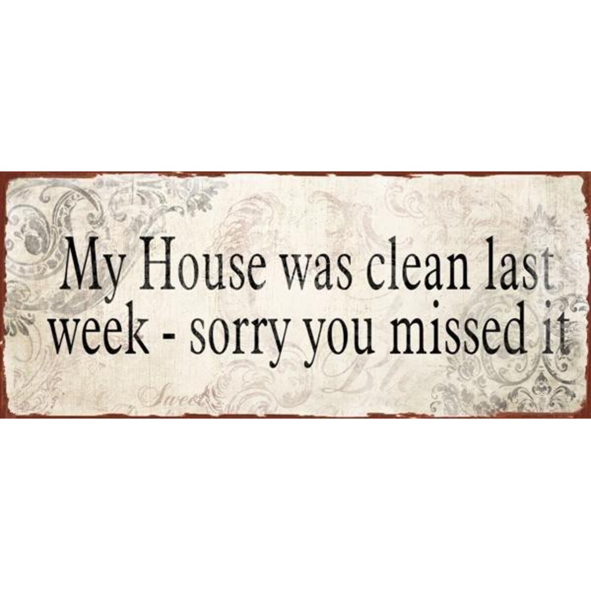 Szyld metalowy Clean House beż