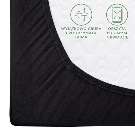 Prześcieradło jersey z gumką 90x200 kolor Czarny