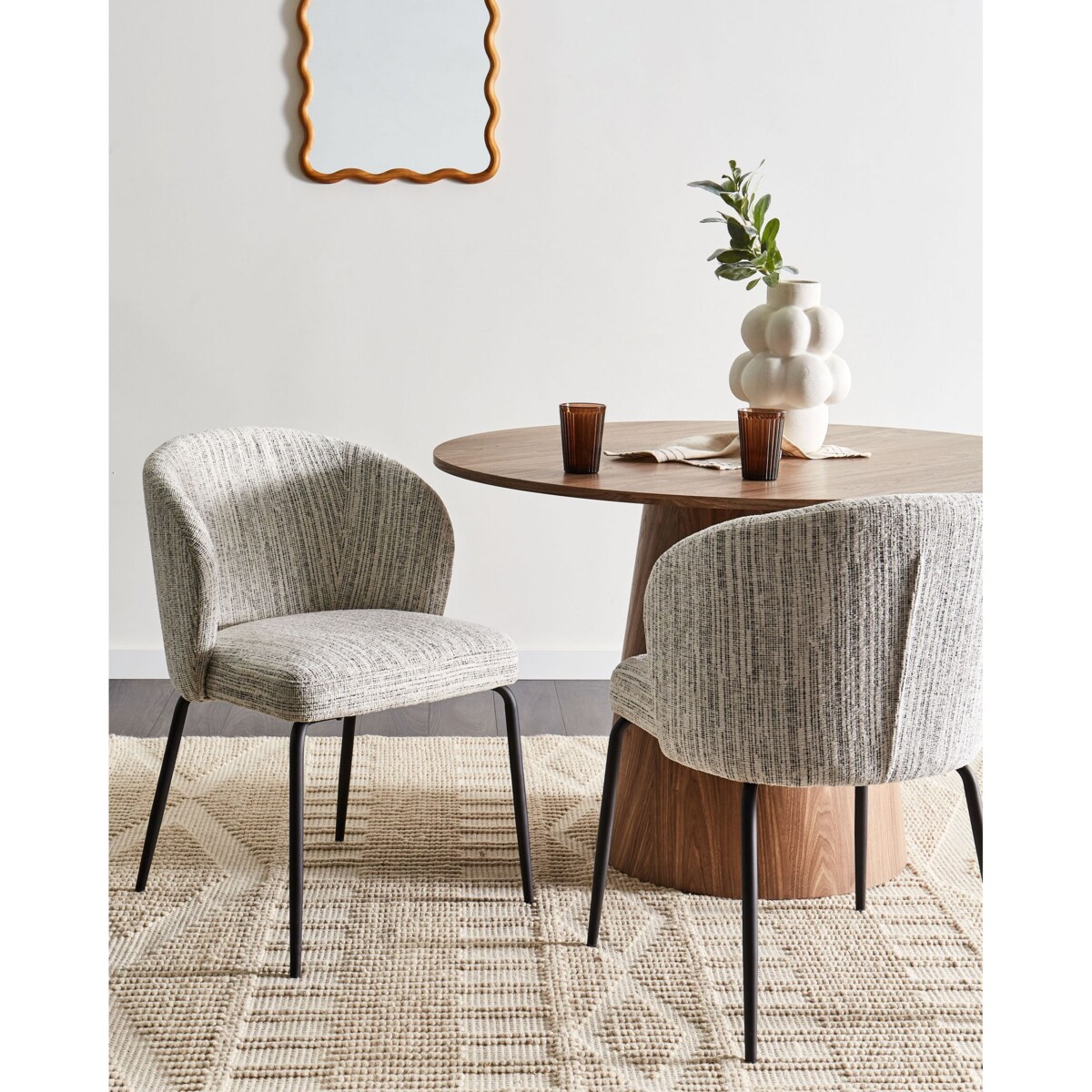 Krzesło do jadalni Zestaw 2 Tkanina Biały ZANA