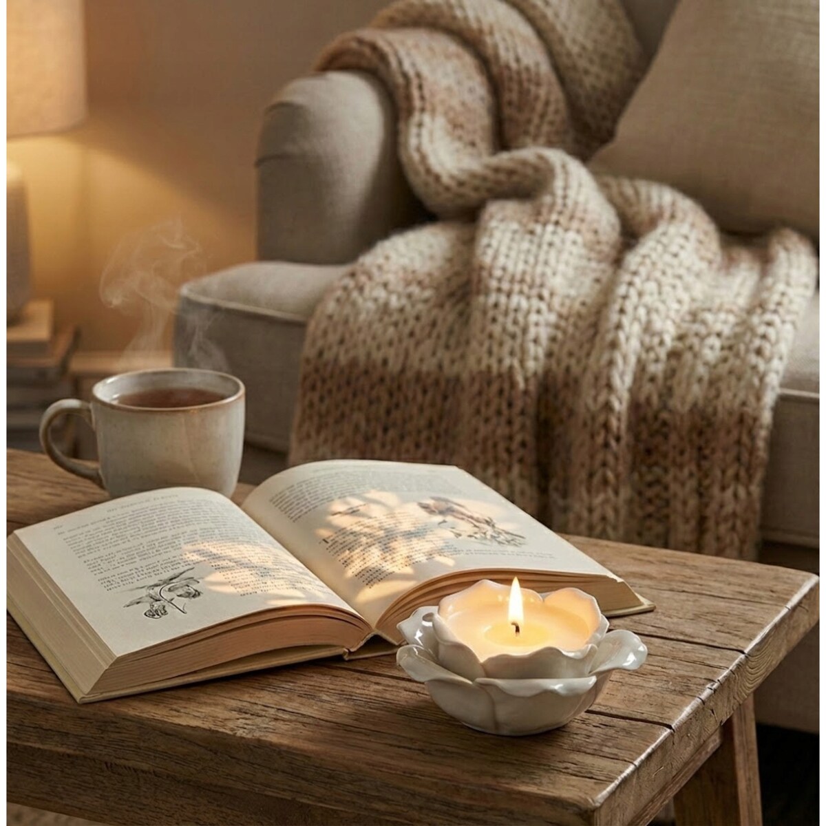 ŚWIECZNIK NA TEALIGHT KWIAT CERAMICZNY BIAŁY OZDOBA DEKORACJA NA PREZENT