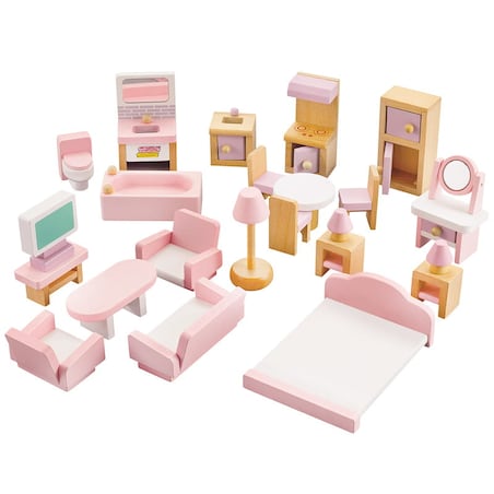 Mebelki drewniane dla lalek - 22 el.