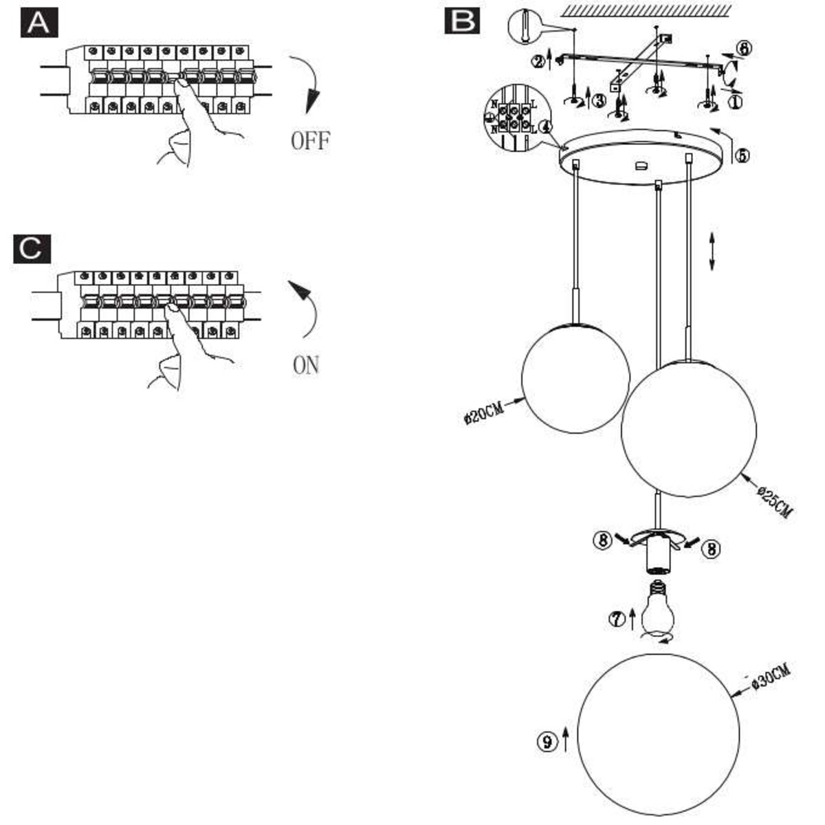LAMPA wisząca VARUS 15855-3 Globo szklana OPRAWA zwis kaskada kule balls złote przezroczyste