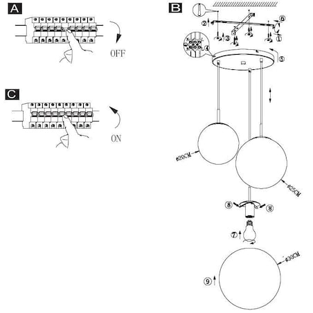 LAMPA wisząca VARUS 15855-3 Globo szklana OPRAWA zwis kaskada kule balls złote przezroczyste
