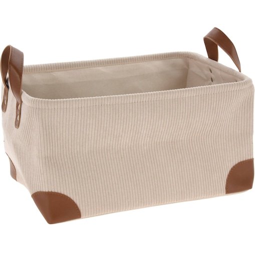 Koszyk do przechowywania, sztruks z uchwytami, 36 x 26 x 19 cm