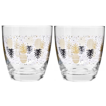 Szklanki Ozdobne Dekoracyjne Deco Ananasy Krosno 2 x 370 ml do Napojów Duet