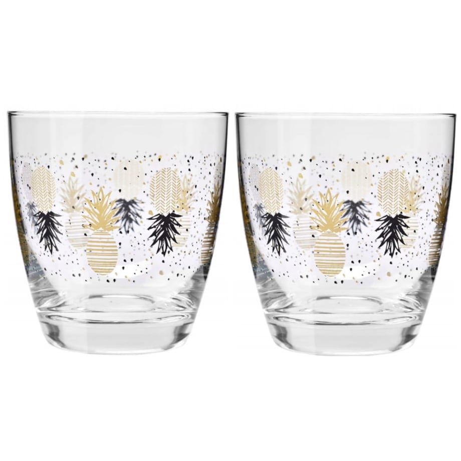 Szklanki Ozdobne Dekoracyjne Deco Ananasy Krosno 2 x 370 ml do Napojów Duet