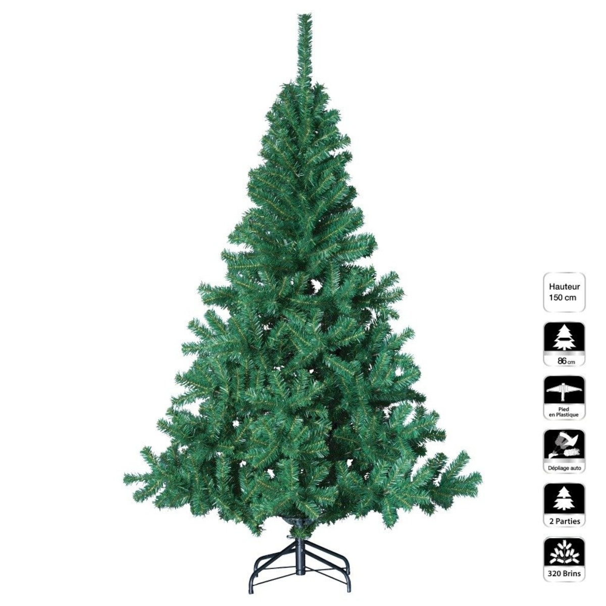 Sztuczna choinka, kolor zielony, 150 cm, tworzywo sztuczne