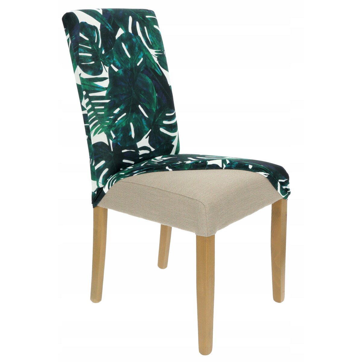 POKROWIEC NA KRZESŁO MONSTERA ZIELONE LIŚCIE PALMY WZORY ELASTYCZNY [21CF]