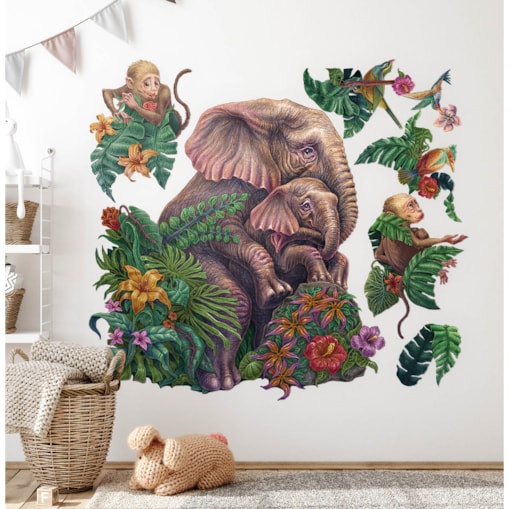 Zestaw naklejek na ścianę, Safari tropikalne, 80cm