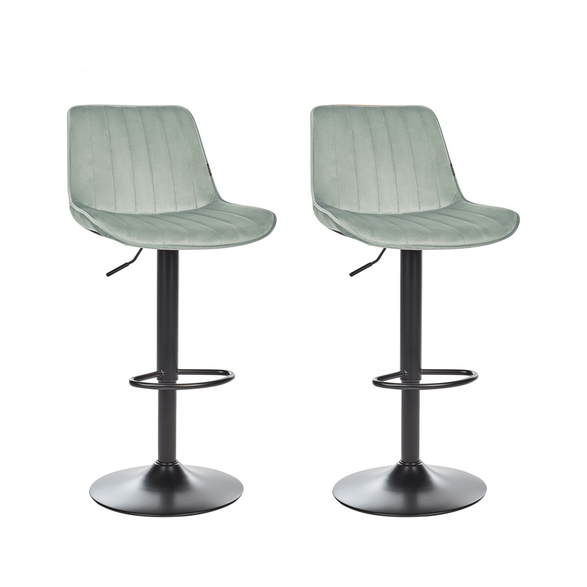 Zestaw 2 krzeseł barowych DUBROVNIK Welur Obrotowy Miętowy