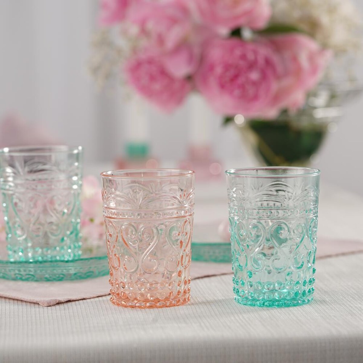 VILLA ITALIA Szklanka różowa 250 ml 10 cm FIORINO