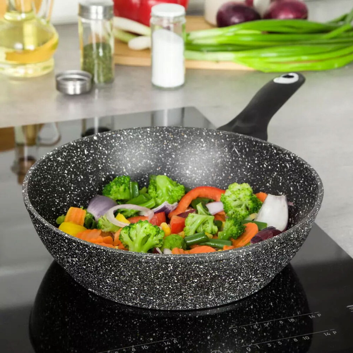 Patelnia granitowa głęboka 28cm indukcja gaz KLAUSBERG Marmo Gold