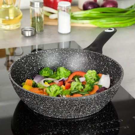 Patelnia granitowa głęboka 28cm indukcja gaz KLAUSBERG Marmo Gold