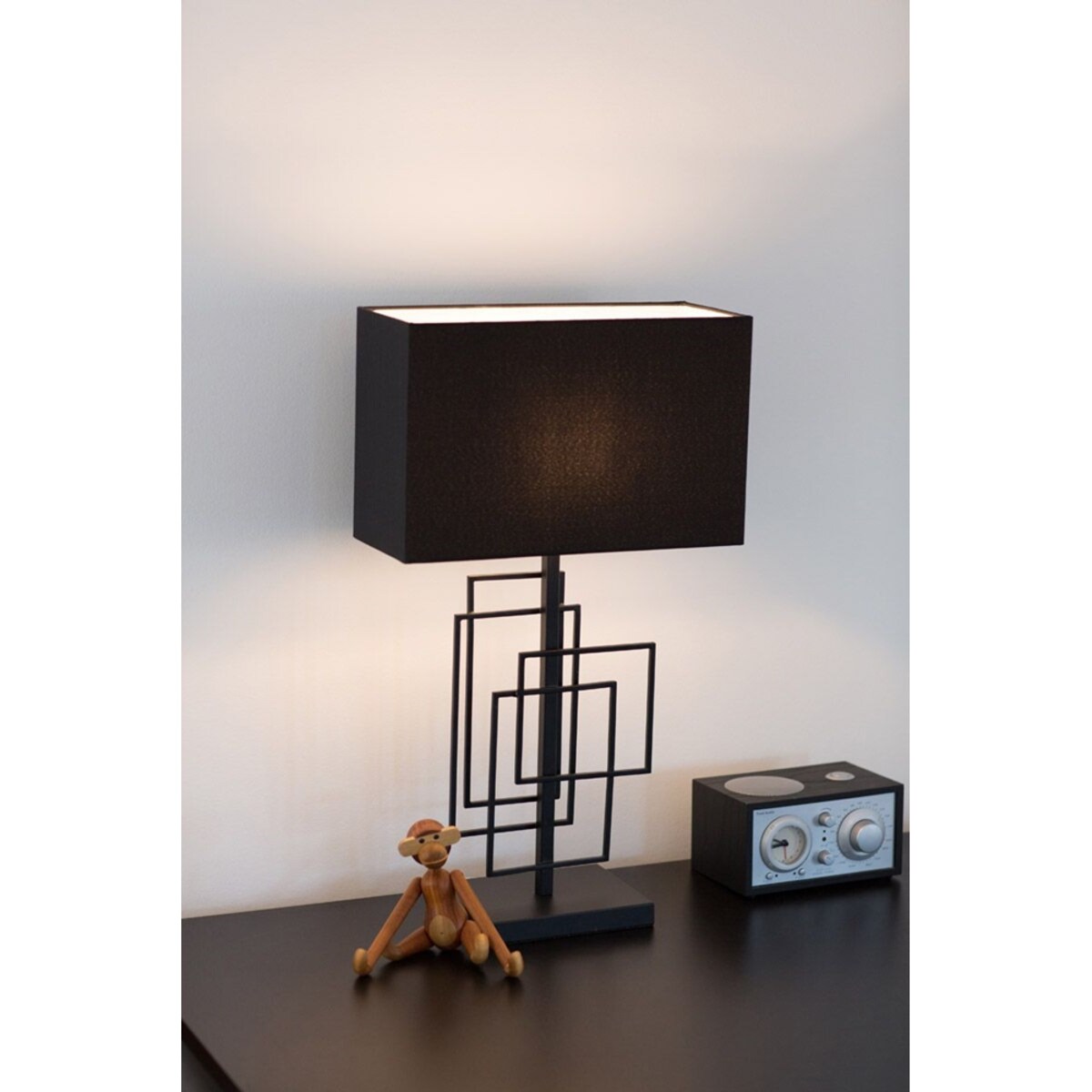 Czarna lampa stołowa Paragon metalowe ramki frame do gabinetu