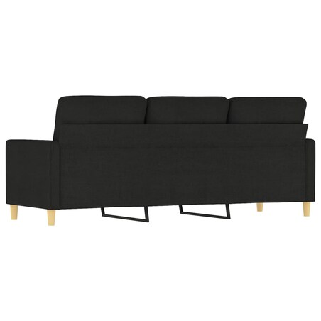 vidaXL Sofa 3-osobowa, czarna, 180 cm, tapicerowana tkaniną