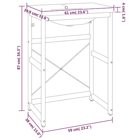 vidaXL Stelaż łazienkowy z wbudowaną umywalką, biały, żelazo