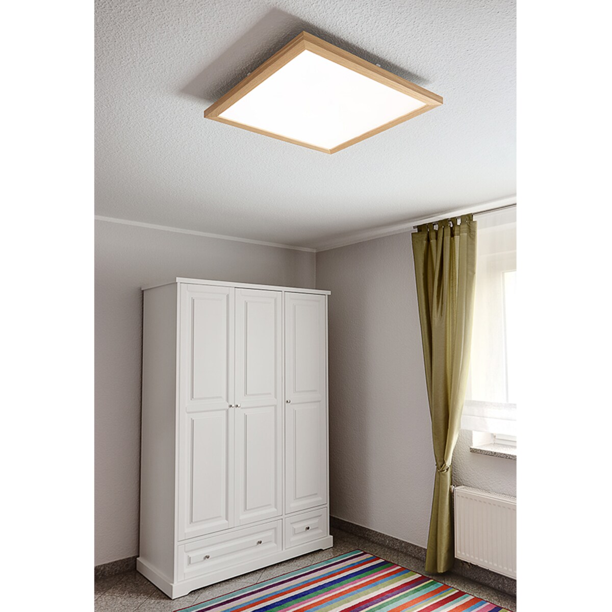 Drewniana Lampa Sufitowa BRITOP Lighting Square 1xLED 46W Dąb Olejowany FSC z Białym Szkłem, Sterowana Pilotem, 1 szt.