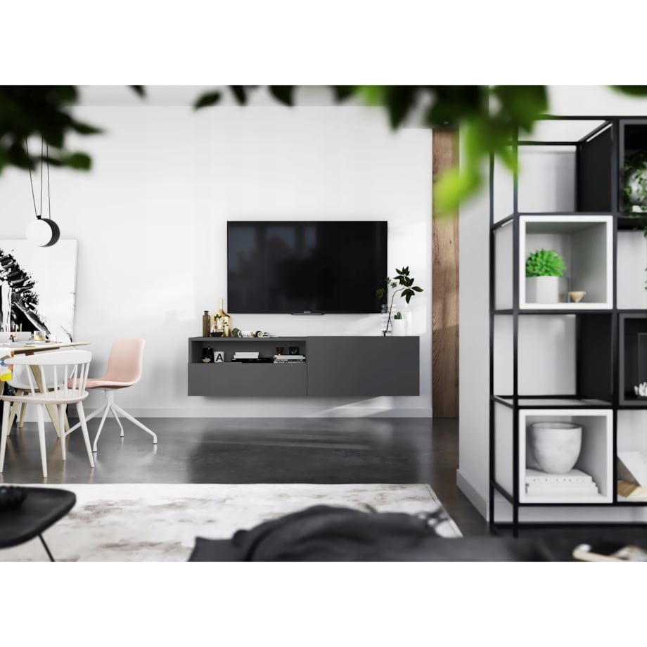 Wisząca Szafka RTV Komoda Loft Grafit MAT szuflada 120 cm