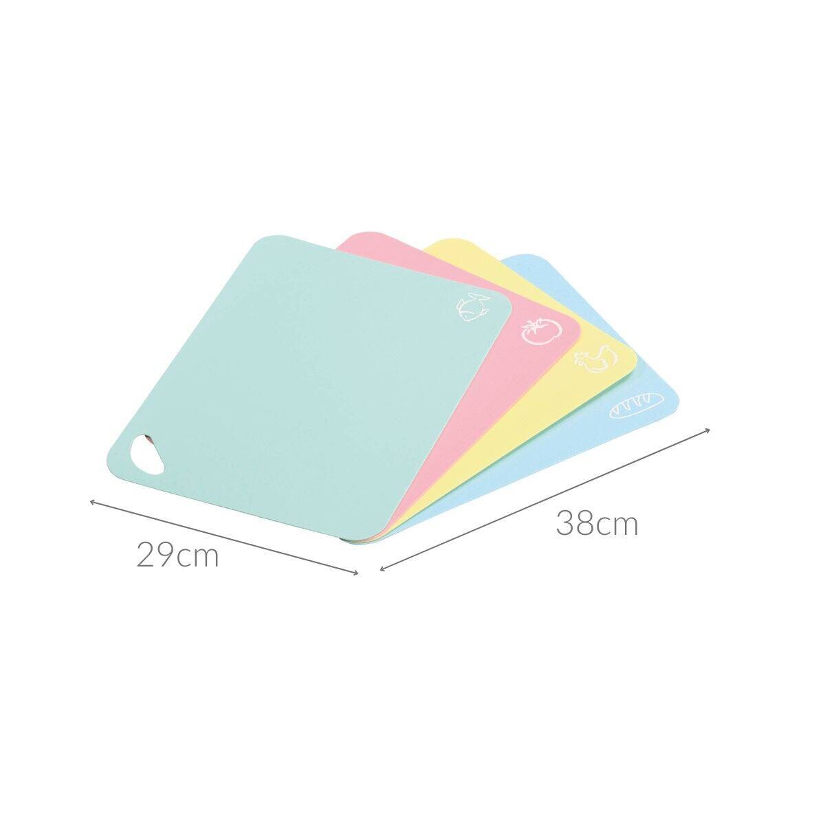 Zestaw pastelowych mat do krojenia, 4 sztuki, 38 x 29 cm, Kesper