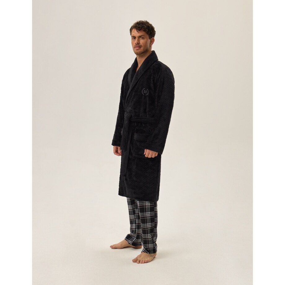 Szlafrok Huge 41941-99X Czarny Czarny, XXXL