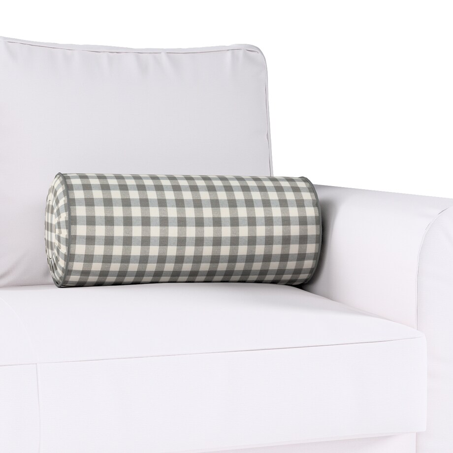 Poduszka wałek z zakładkami, szaro-biała kratka (1,5x1,5cm), Ø20 x 50 cm, Quadro