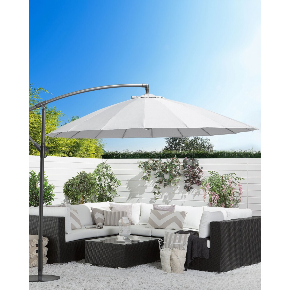 Parasol ogrodowy na wysięgniku 268 cm CALABRIA II Jasnoszary