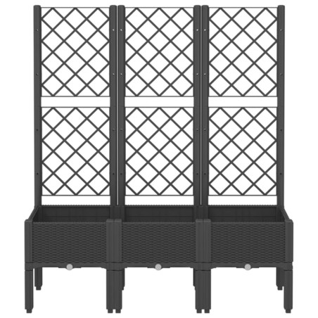 vidaXL Donica ogrodowa z kratką, czarna, 120x40x142 cm, PP