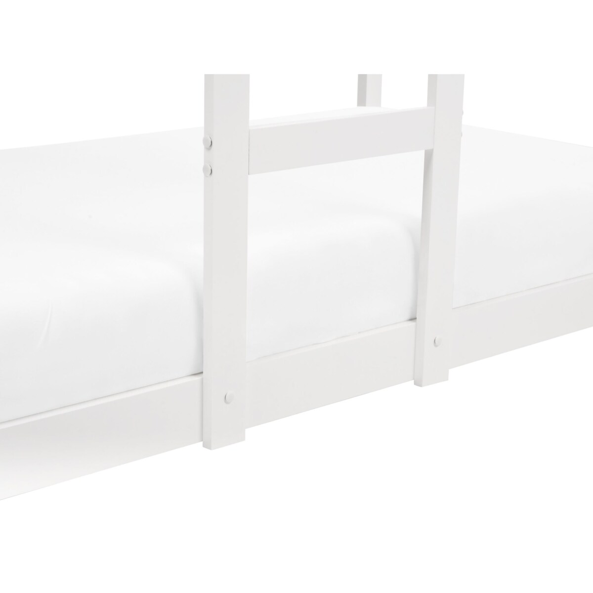 Łóżko piętrowe dziecięce domek drewniane 90 x 200 cm białe LABATUT