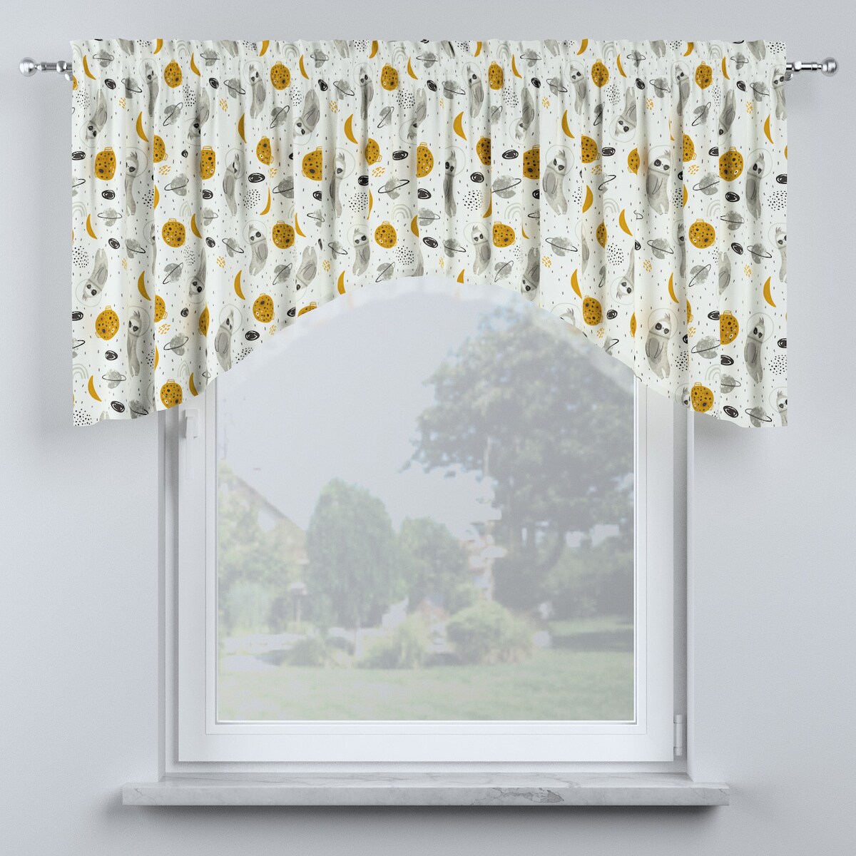 Lambrekin łuk 250x75 biało-szara