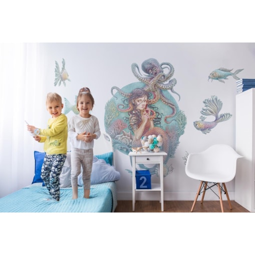 Zestaw naklejek na ścianę, Podwodne syreny, 60cm