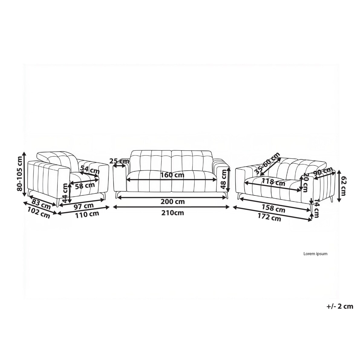 Komplet wypoczynkowy dla 6 osób OMMEL Ekoskóra Jasnobeżowy
