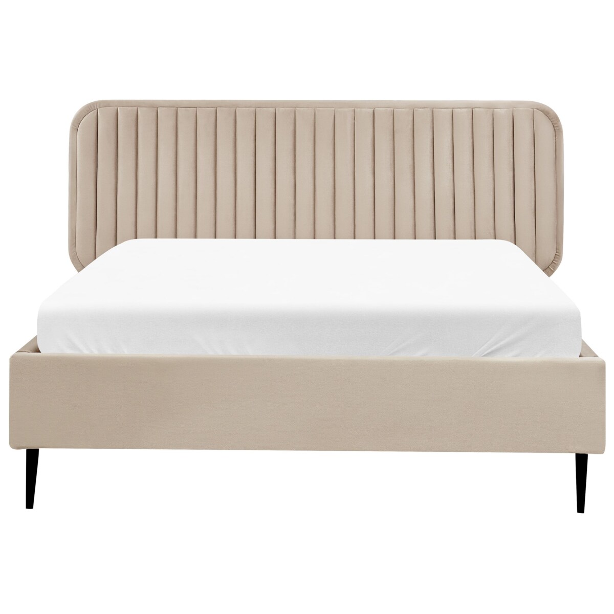 Łóżko welurowe 140 x 200 cm beżowoszare BRIN