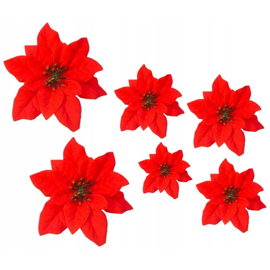 6x GWIAZDA betlejemska czerwona do dekoracji choinki schody stół bukiet