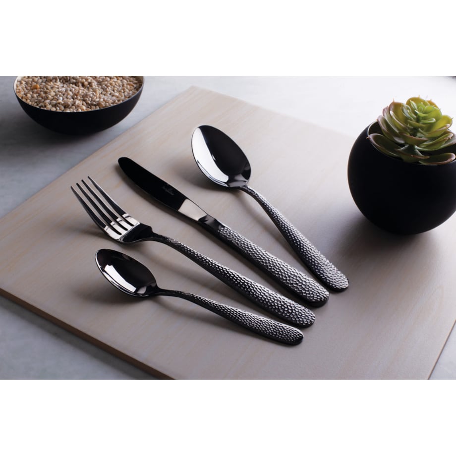 Komplet sztućców 24 elementy dla 6 osób błyszczące sztućce czarne BERLINGER HAUS Shiny Black