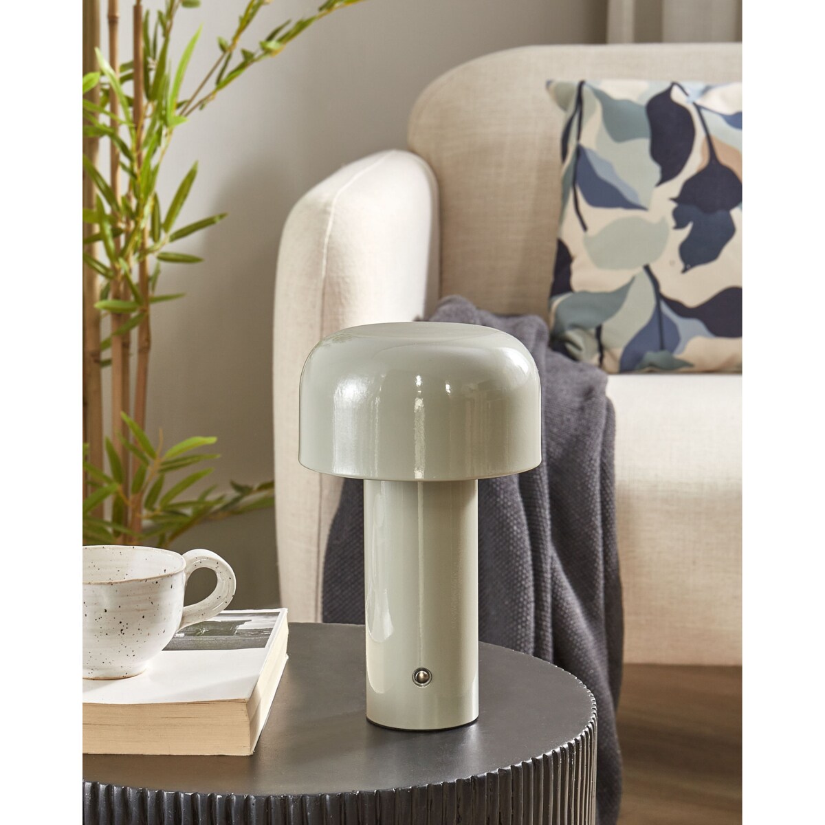 Bezprzewodowa lampa stołowa metalowa szara BESOS