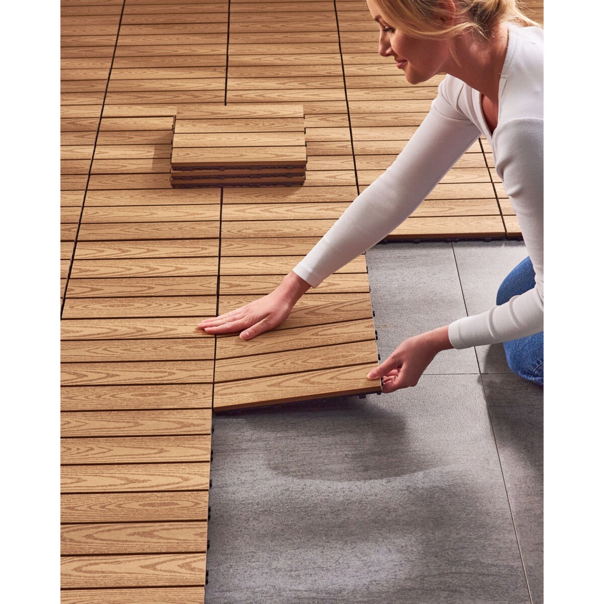 Płytki tarasowe ATESSA Kompozyt WPC Jasnobrązowy