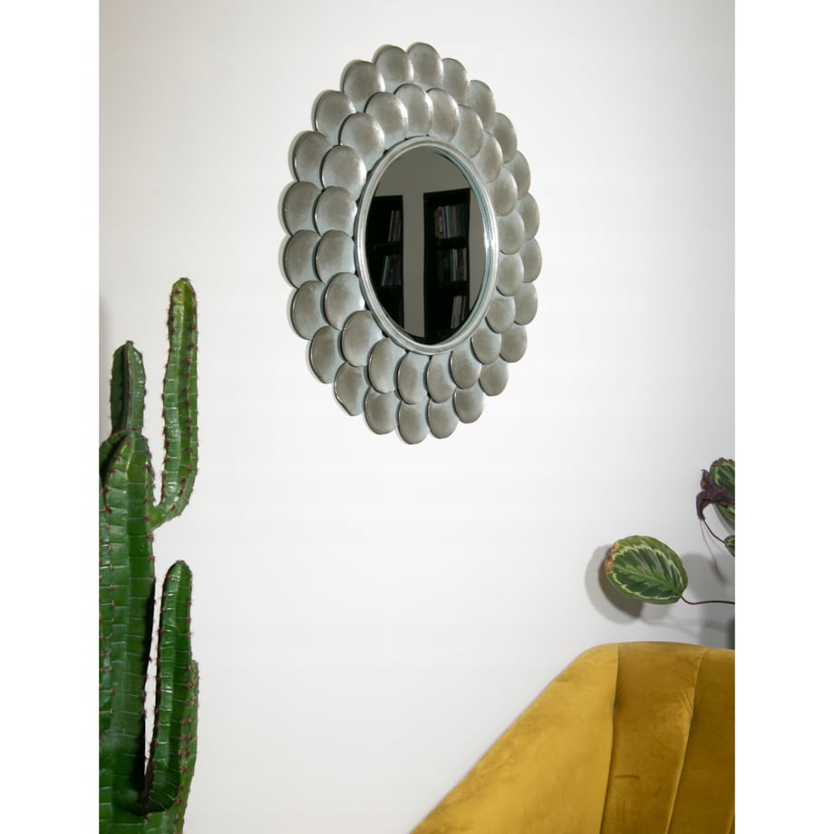 LUSTRO FAZOWANE w kółka, srebrne śr. 74cm