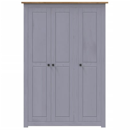 vidaXL Szafa trzydrzwiowa, szara, 118x50x171,5 cm, sosna, seria Panama