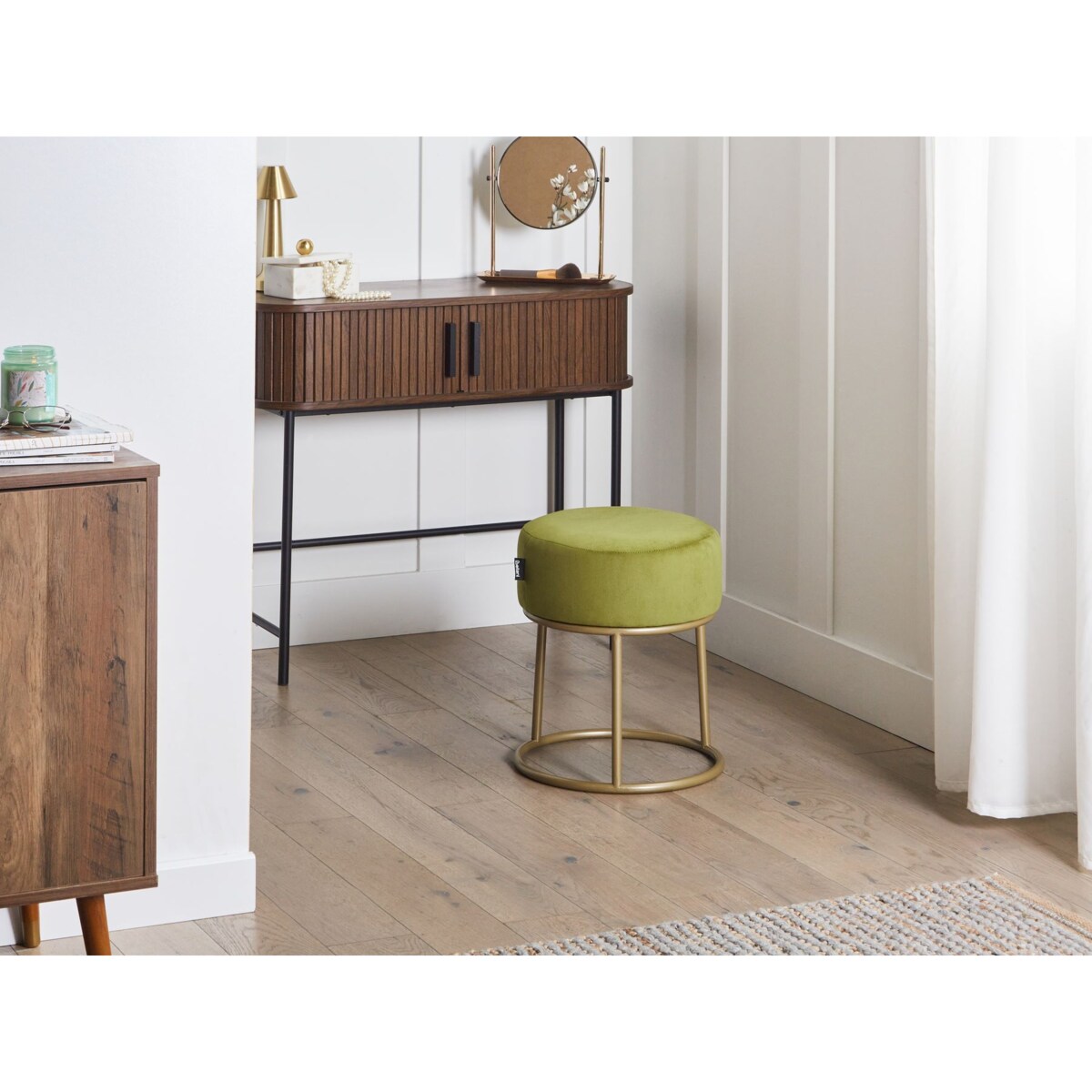 Stołek DELCO Welur Limonkowy