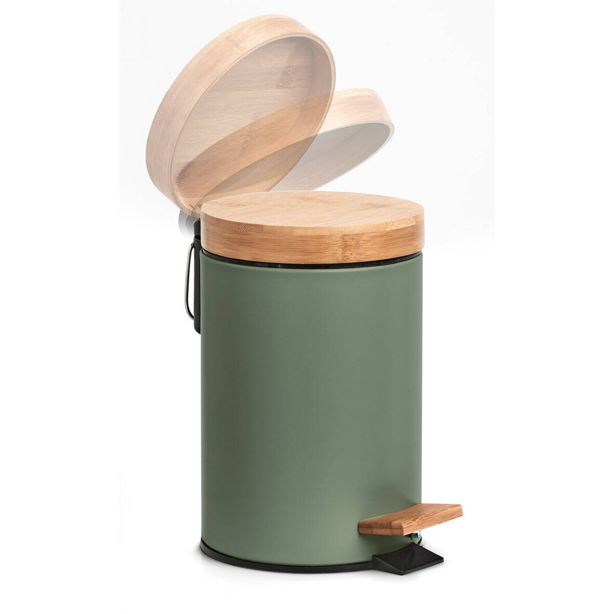 Kosz łazienkowy z metalu i bambusa, Ø 16,8 cm