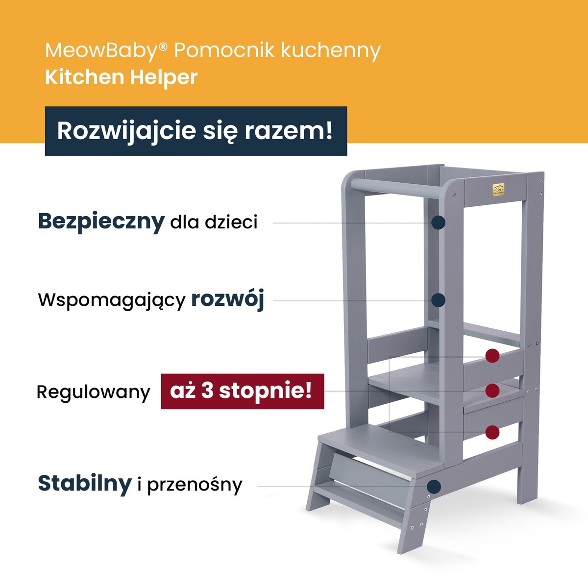 Kitchen Helper Drewniany Pomocnik Kuchenny dla Dziecka, Biały