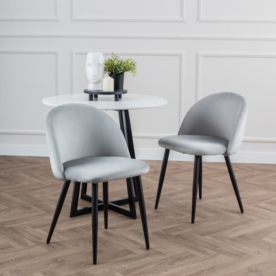 Krzesło tapicerowane do salonu jadalni welurowe velvet szare nowoczesne